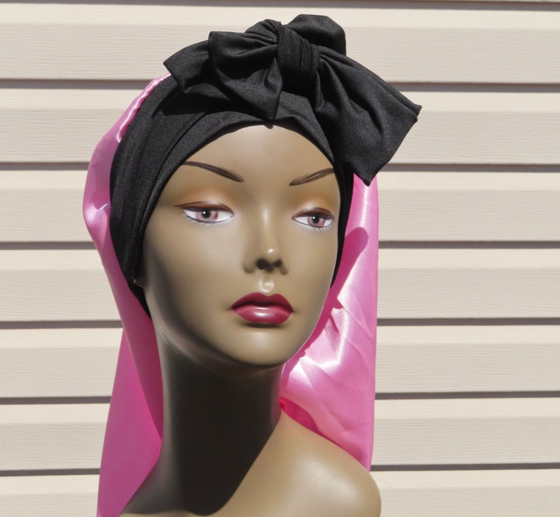 Long Satin Bonnet With Edge Wrap