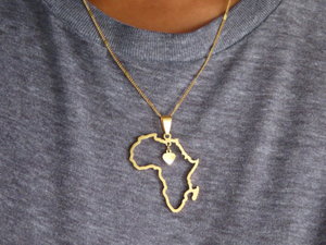 Africa Map Heart Necklace