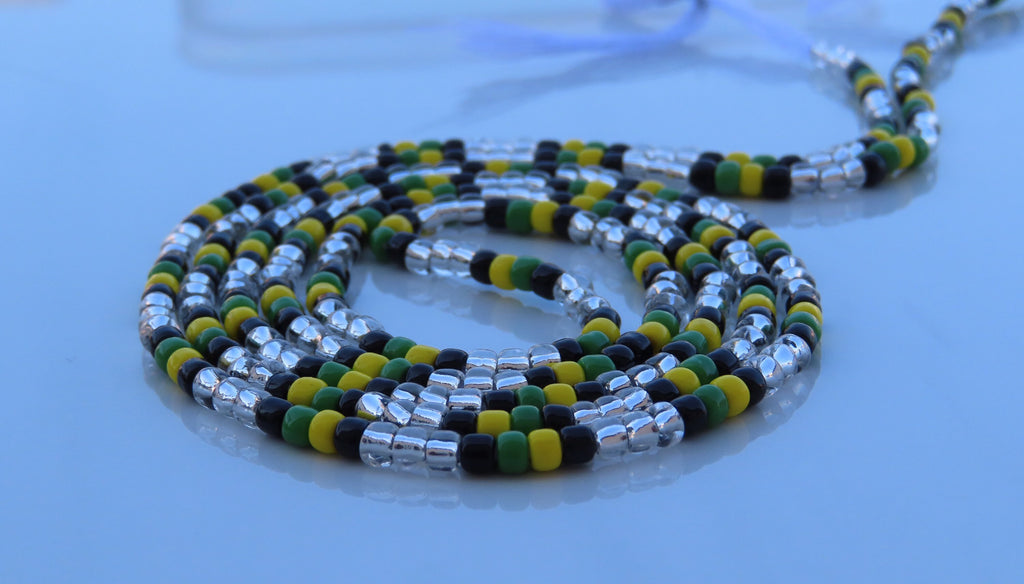 Black ,Green, Yellow and Clear Waist bead