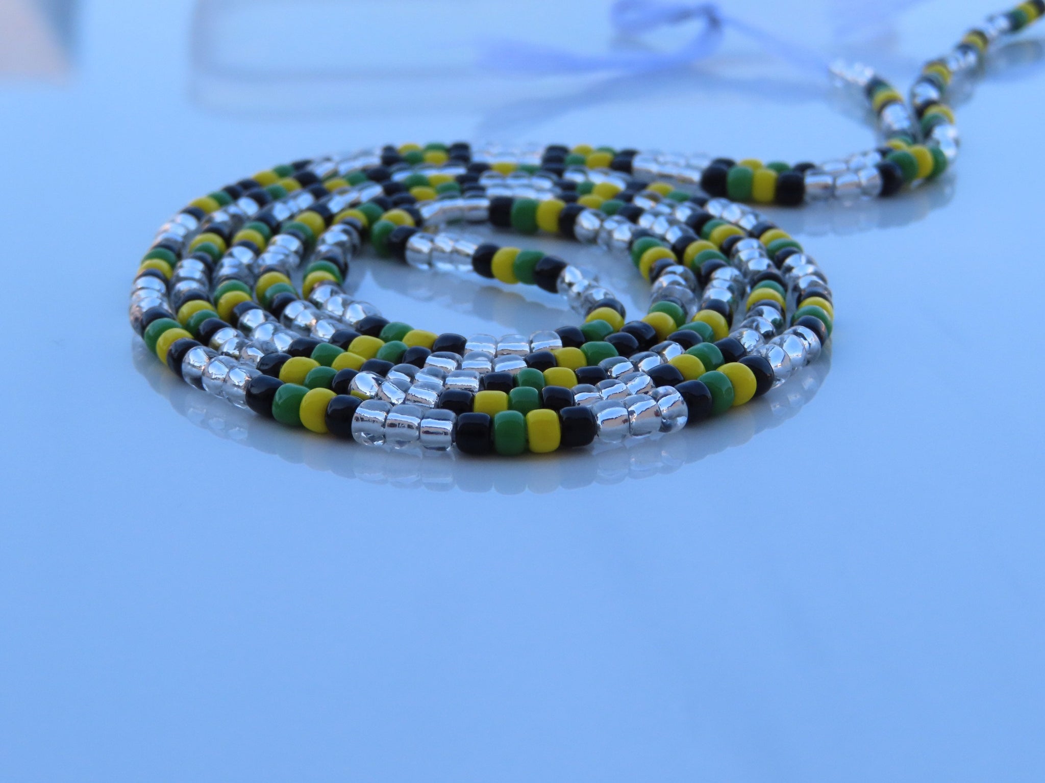 Black ,Green, Yellow and Clear Waist bead