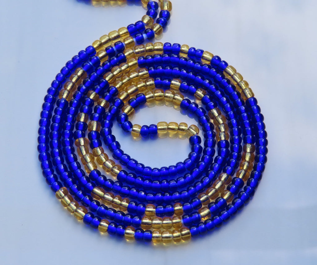 Blue and Gold Waist Beads