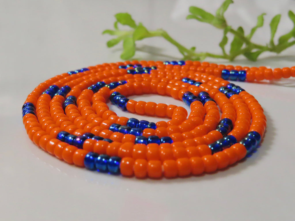 Orange and Blue Waist Beads