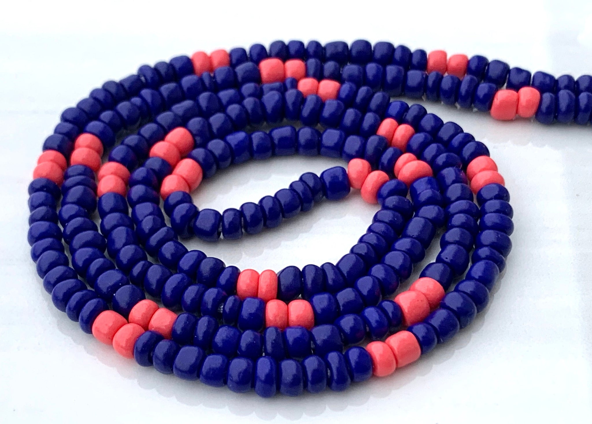 Navy Blue and Pink Waist Beads