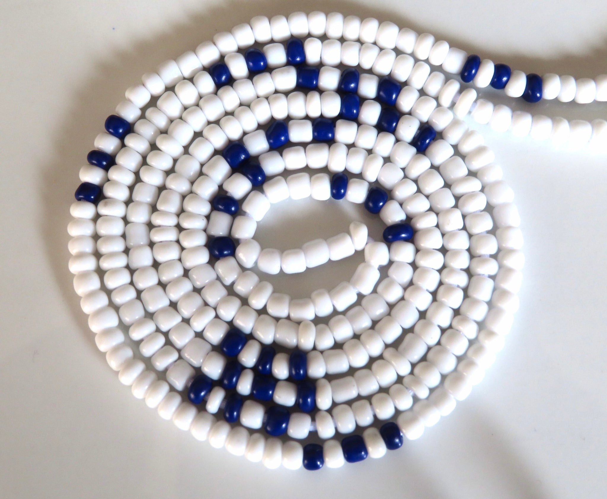 White and Navy Blue Waist Bead