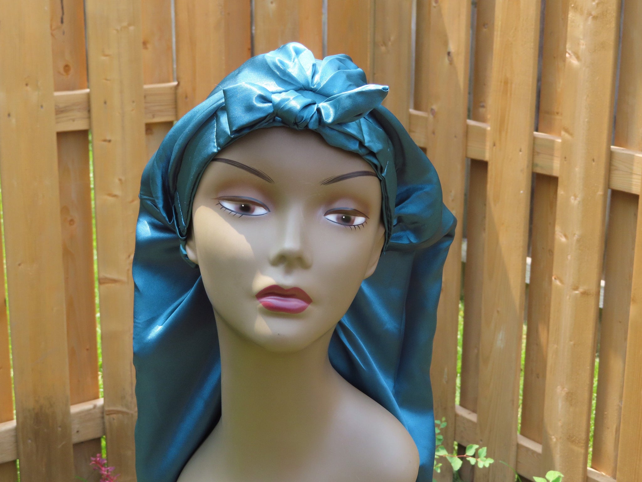 Long Tie On Satin Bonnet