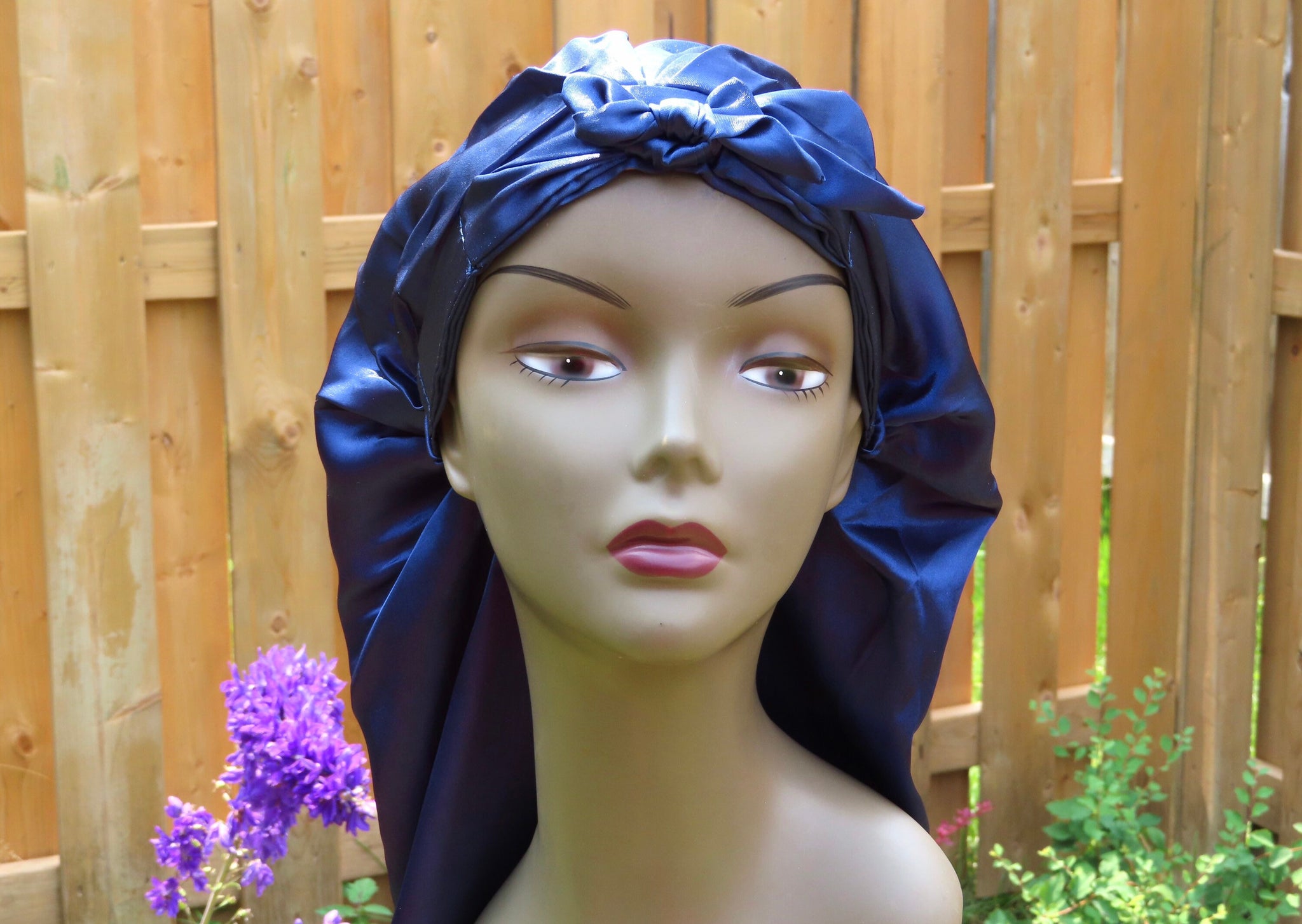 Long Tie On Satin Bonnet