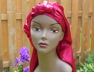 Long Tie On Satin Bonnet