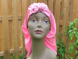 Long Tie On Satin Bonnet